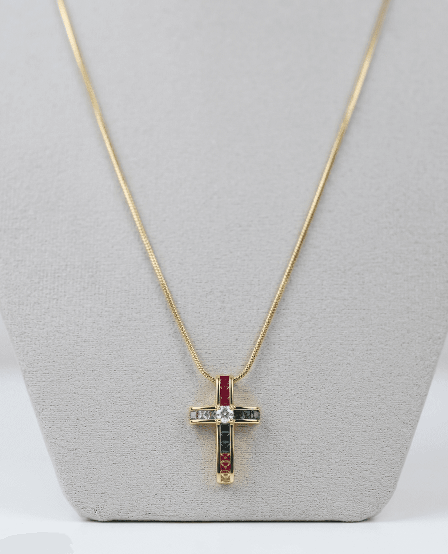 Rainbow Cross Pendant Necklace 2